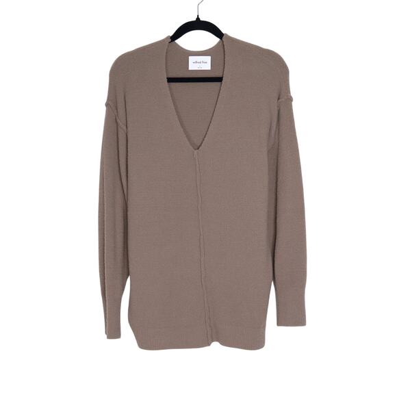 WILFRED FREE Hush Knit V Neck Sweater Shitake Chenille Plush Oversized Women's S - Picture 1 of 10